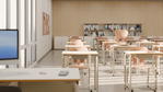 Lia Freischwingerstuhl, Kunststoffschale + Gestell warmgrau - Primary school classroom 06