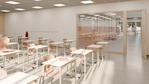 Lia Freischwingerstuhl, Kunststoffschale + Gestell warmgrau - Primary school classroom 07