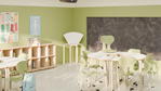 Lia Freischwingerstuhl, Kunststoffschale + Gestell warmgrau - Primary school classroom 09