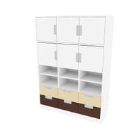 Schrank mit Schubladen und Türen, B 116, H 164 – weiß/braun (Quadro 95/95W–180°) - SET6154W a 21