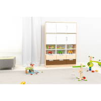 Schrank mit Schubladen und Türen, B 116, H 164 – weiß/braun (Quadro 95/95W–180°) - SET6154 b 18