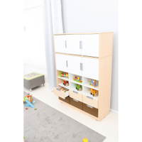 Schrank mit Schubladen und Türen, B 116, H 164 – weiß/braun (Quadro 95/95W–180°) – Bild 5