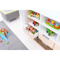 Schrank mit Schubladen und Türen, B 116, H 164 – weiß/braun (Quadro 95/95W–180°) - SET6154 e 18