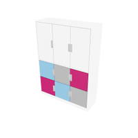 Schrank mit bunten Türen, B 116, H 164, weiß/hellblau/magenta (Quadro 97/97W-180°) - SET6158W a 21