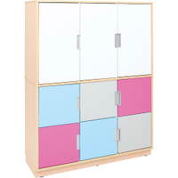 Schrank mit bunten Türen, B 116, H 164, weiß/hellblau/magenta (Quadro 97/97W-180°) - SET6158 a 18