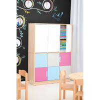 Schrank mit bunten Türen, B 116, H 164, weiß/hellblau/magenta (Quadro 97/97W-180°) – Bild 5