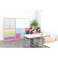 Schrank mit bunten Türen, B 116, H 164, weiß/hellblau/magenta (Quadro 97/97W-180°) - SET6158 d 18