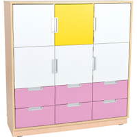 Schrank L mit 5 Türen und 6 Schubladen, B 116, weiß/grau (Quadro 114/114W-180°) - SET6228W a 15