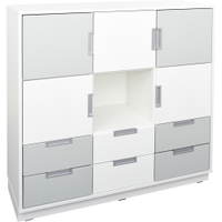 Schrank L mit 5 Türen und 6 Schubladen, B 116, weiß/grau (Quadro 114/114W-180°) - SET6228W a 19
