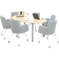 Konferenztisch Expo, oval 200×120, mit Konferenzsesseln, grau - SET6273 b 19