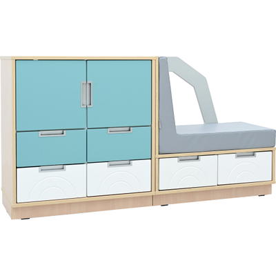 Quadro – Schrankset Auto, Ahorn Jylland – pastelltürkis