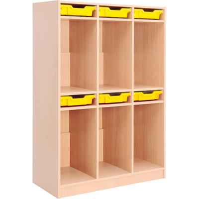 Schultaschenregal mit Behältern, Birke