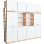 Regalwand mit Leiter, T 48, H 301, 4-reihig – Ahorn Jylland, Türen weiß (Grande 27) - ZEST5337 d 19