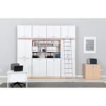 Regalwand mit Leiter, T 48, H 301, 4-reihig – Ahorn Jylland, Türen weiß (Grande 27) - ZEST5337 f 19