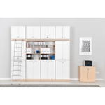 Regalwand mit Leiter, T 48, H 301, 4-reihig – Ahorn Jylland, Türen weiß (Grande 27) - ZEST5337 h 19