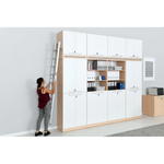 Regalwand mit Leiter, T 48, H 301, 4-reihig – Ahorn Jylland, Türen weiß (Grande 27) - ZEST5337 j 19