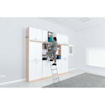 Regalwand mit Leiter, T 48, H 301, 4-reihig – Ahorn Jylland, Türen weiß (Grande 27) - ZEST5337 k 19