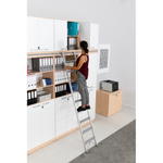 Regalwand mit Leiter, T 48, H 301, 4-reihig – Ahorn Jylland, Türen weiß (Grande 27) - ZEST5337 o 19
