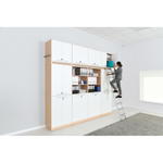 Regalwand mit Leiter, T 48, H 301, 4-reihig – Ahorn Jylland, Türen weiß (Grande 27) - ZEST5337 s 19