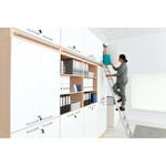Regalwand mit Leiter, T 48, H 301, 4-reihig – Ahorn Jylland, Türen weiß (Grande 27) - ZEST5337 t 19
