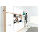 Regalwand mit Leiter, T 48, H 301, 4-reihig – Ahorn Jylland, Türen weiß (Grande 27) - ZEST5337 v 19
