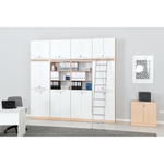 Regalwand mit Leiter, T 48, H 301, 4-reihig – Ahorn Jylland, Türen weiß (Grande 27) - ZEST5337 y 19