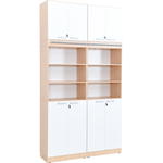 Regalwand, T 48, H 301, 2-reihig – Ahorn Jylland, Türen weiß (Grande 43) - ZEST5463 b 19