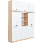 Regalwand, T 48, H 301, 3-reihig – Ahorn Jylland, Türen weiß (Grande 44) - ZEST5464 c 19