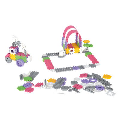 Waffel-Bausteine Mini – Konstruktionen, rosa-lila, 140 Teile
