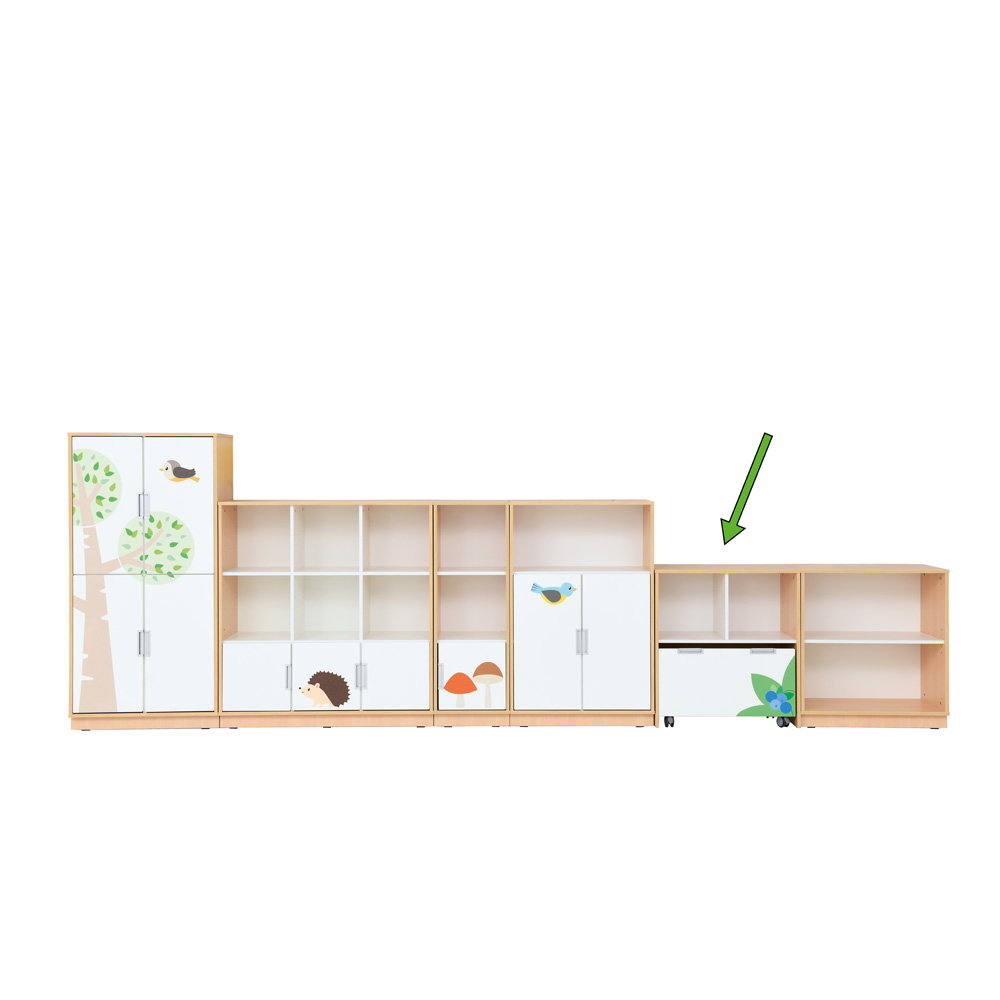 094032_c_20 Quadro – Wald, Schrank M mit breitem Rollbehälter – Ahorn Jylland - 094032 c 20