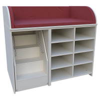 Wickelkommode mit ausfahrbarer Treppe, 3-seitige Aufkantung, offen, Mittelwand, 2 x 3 Einlegeböden - 5003 7125 221 L AL 1920x1920