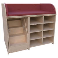 Wickelkommode mit ausfahrbarer Treppe, 3-seitige Aufkantung, offen, Mittelwand, 2 x 3 Einlegeböden – Bild 16