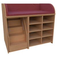 Wickelkommode mit ausfahrbarer Treppe, 3-seitige Aufkantung, offen, Mittelwand, 2 x 3 Einlegeböden – Bild 15