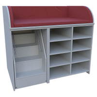 Wickelkommode mit ausfahrbarer Treppe, 3-seitige Aufkantung, offen, Mittelwand, 2 x 3 Einlegeböden – Bild 14