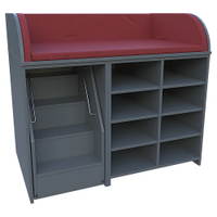 Wickelkommode mit ausfahrbarer Treppe, 3-seitige Aufkantung, offen, Mittelwand, 2 x 3 Einlegeböden – Bild 12