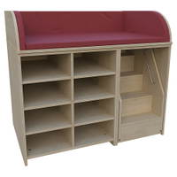 Wickelkommode mit ausfahrbarer Treppe, 3-seitige Aufkantung, offen, Mittelwand, 2 x 3 Einlegeböden – Bild 10