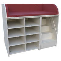 Wickelkommode mit ausfahrbarer Treppe, 3-seitige Aufkantung, offen, Mittelwand, 2 x 3 Einlegeböden – Bild 9