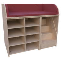 Wickelkommode mit ausfahrbarer Treppe, 3-seitige Aufkantung, offen, Mittelwand, 2 x 3 Einlegeböden – Bild 8