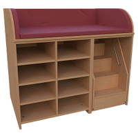 Wickelkommode mit ausfahrbarer Treppe, 3-seitige Aufkantung, offen, Mittelwand, 2 x 3 Einlegeböden – Bild 7