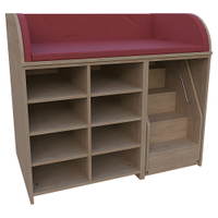 Wickelkommode mit ausfahrbarer Treppe, 3-seitige Aufkantung, offen, Mittelwand, 2 x 3 Einlegeböden – Bild 5