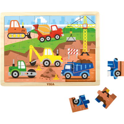 Holzpuzzle – Baufahrzeuge