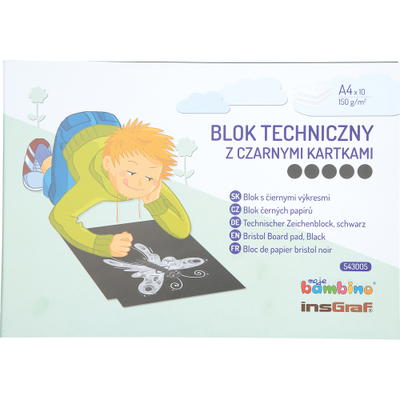 Zeichenkarton A4, 10 Blatt, schwarz