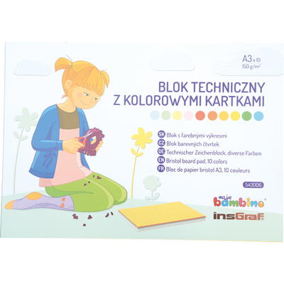 Zeichenkarton A3, 10 Bogen, 10 Farben