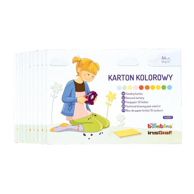 Zeichenkarton A4, 10 Blatt, 10 Farben