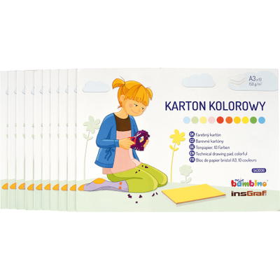 Zeichenkarton A3, 10 Farben, 10 x 10 Bogen