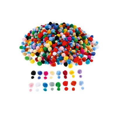 Pompons, 1200 Stück, Farbenmix