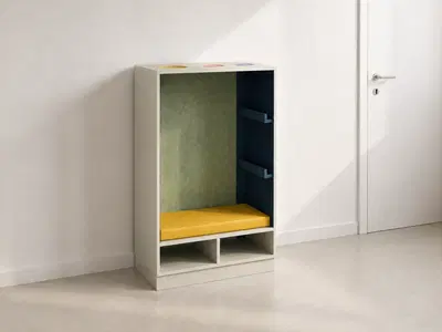 Rückzugsnische zum Sitzen mit Bilderleiste und Polster basic, 80 x 121 x 40 cm