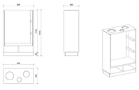 Rückzugsnische zum Sitzen mit Bilderleiste und Polster basic, 80 x 121 x 40 cm - KFNM080121040b NIL01 Skizze 1642x1062