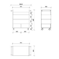 Servierwagen mit Müllauszügen, 112 x 84 x 60 cm - KKRR070084040b SER01 Mae 514x618