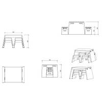 Stapeltisch-Set Maro, 4 Plätze – Tisch und 4 Hocker - KTXN102059076b SET01 Skizze 1512x962